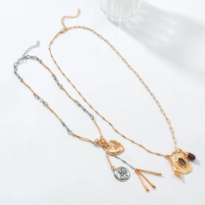 Color-Blocked Heart Pendant Necklace