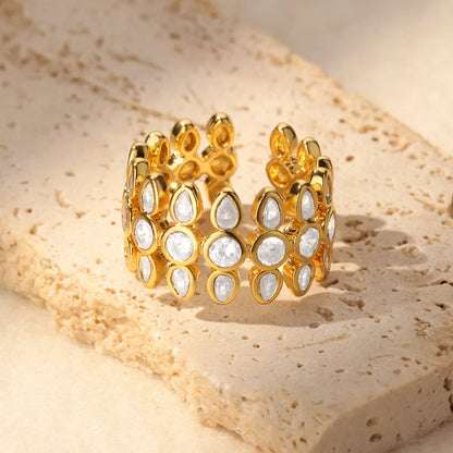 Zircon Geometric Gold Ring