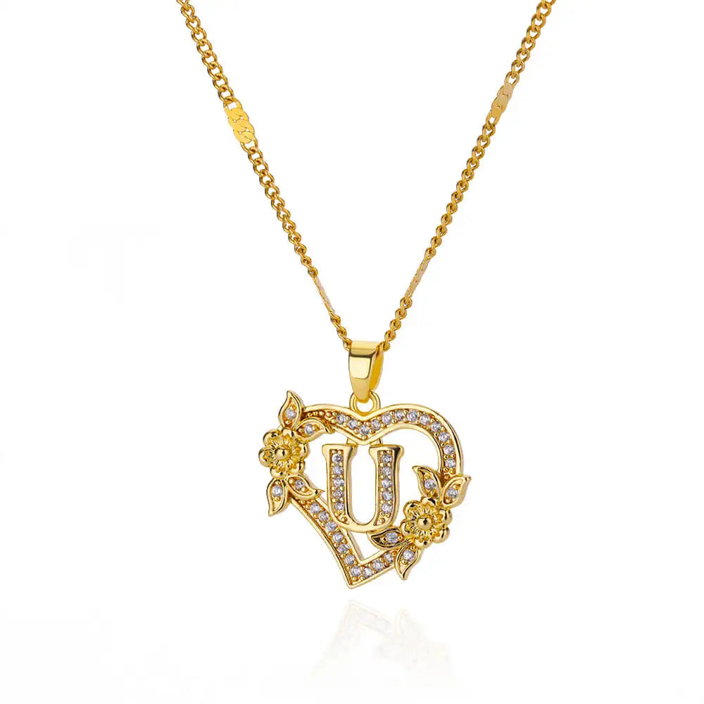 Julie Heart Initial Necklace