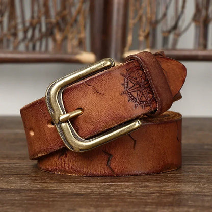 Engraved Cowhide Belt