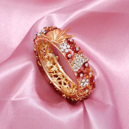 Vintage Butterfly Flower Bangle