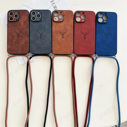 Stockholm Deer Leather Crossbody Case