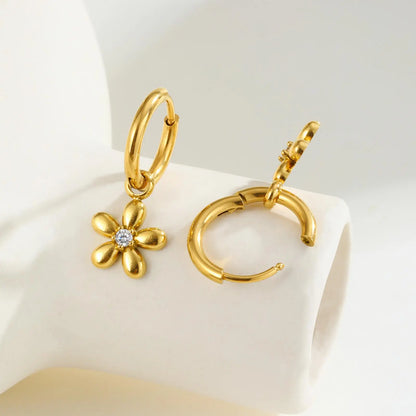 Flora Zircon Hoop Earrings