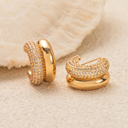Double Ring C-Shaped Earrings