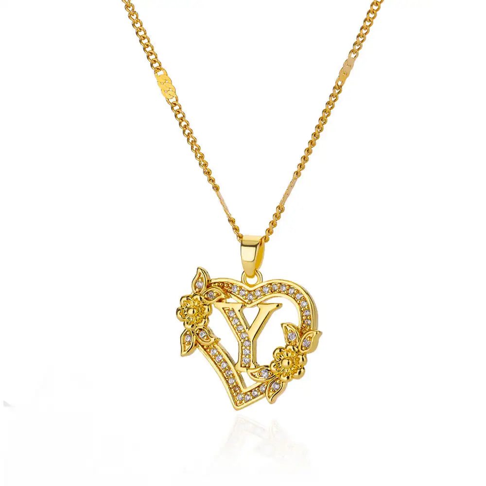 Julie Heart Initial Necklace