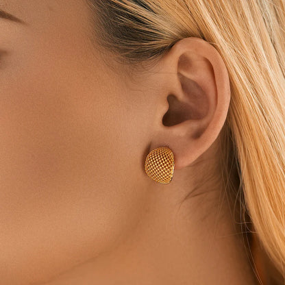 Net Semicircle Stud Earrings