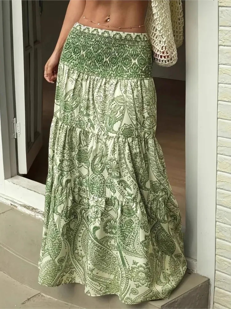 Boho Print Maxi Skirt