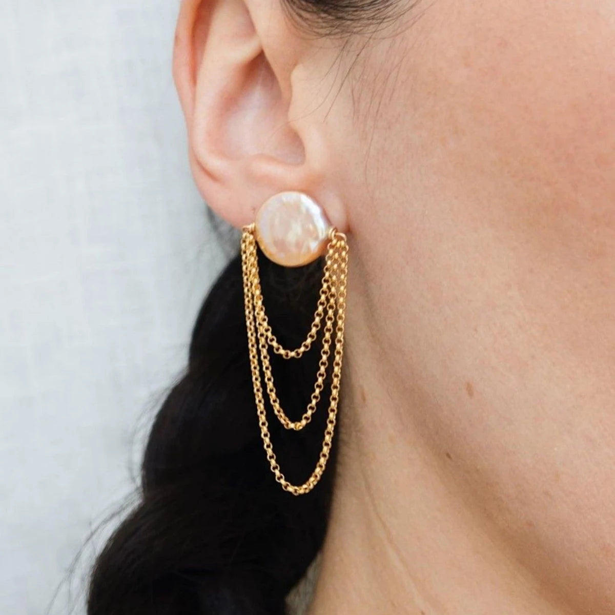 Elara Pearl Tassel Earrings
