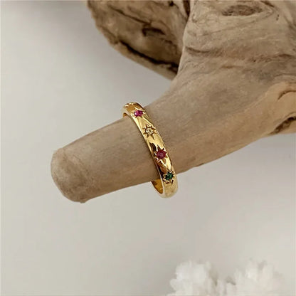 Rainbow Star Zircon Rings