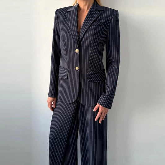 Backless Pinstripe Blazer Set