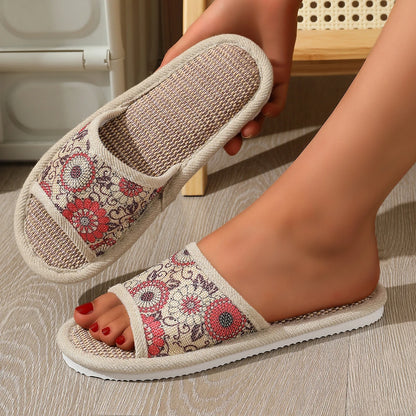 Flora Linen Slippers