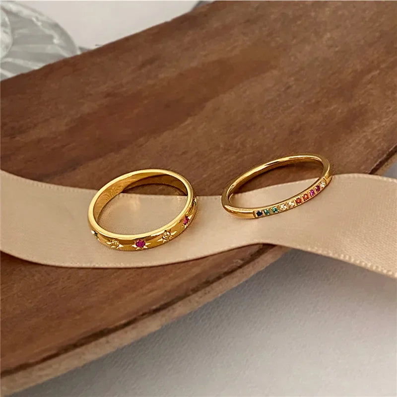 Rainbow Star Zircon Rings