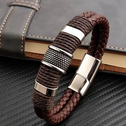 Orion Leather Steel Bracelet