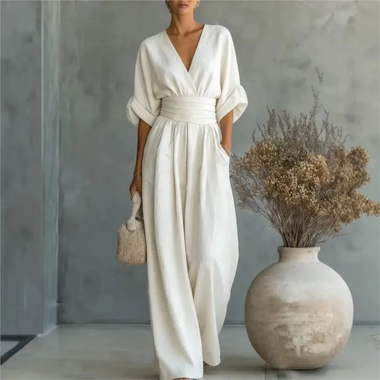 Draped Wide-Leg Jumpsuit