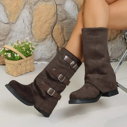 Maria Buckle Suede Boots